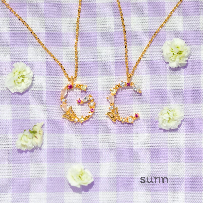 Joelle Golden Butterfly Initial Necklace