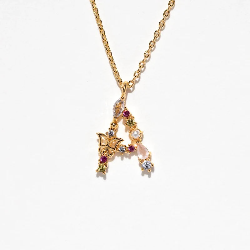 Joelle Golden Butterfly Initial Necklace