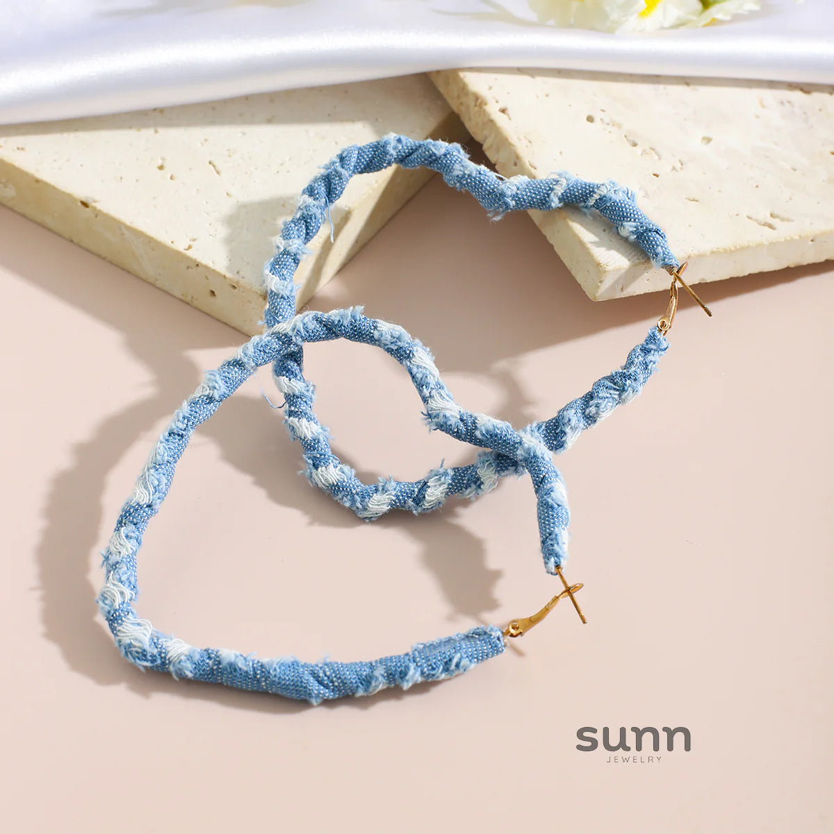 Johnnie Denim Geometric Earrings