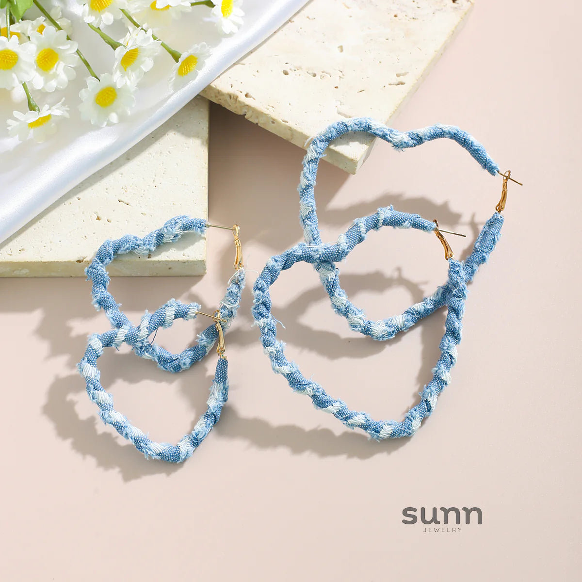 Johnnie Denim Geometric Earrings