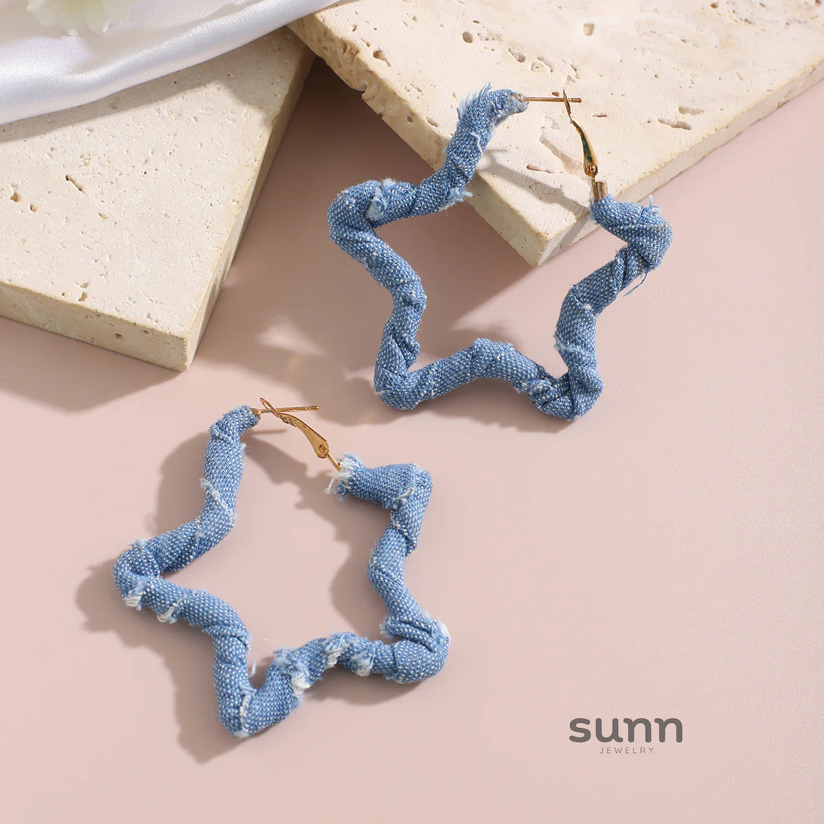 Johnnie Denim Geometric Earrings