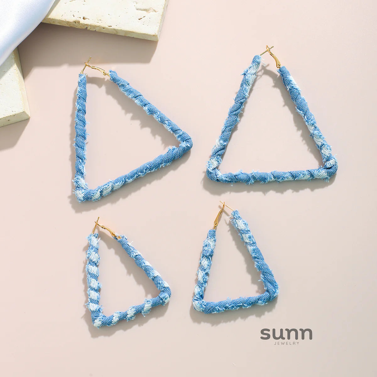 Johnnie Denim Geometric Earrings