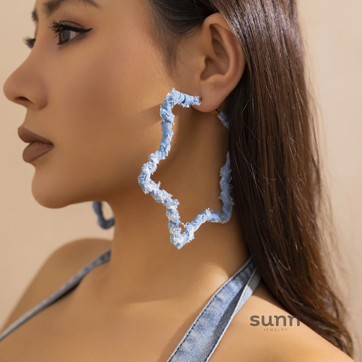 Johnnie Denim Geometric Earrings