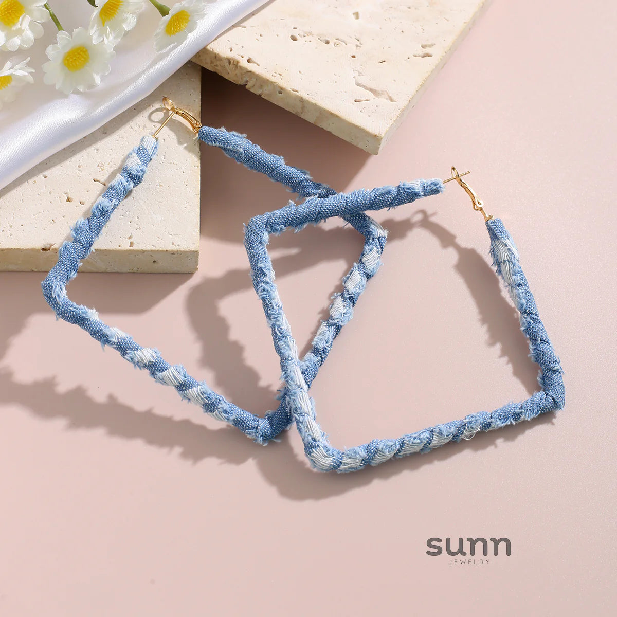 Johnnie Denim Geometric Earrings