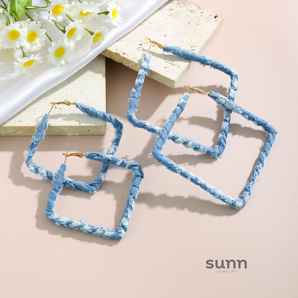 Johnnie Denim Geometric Earrings