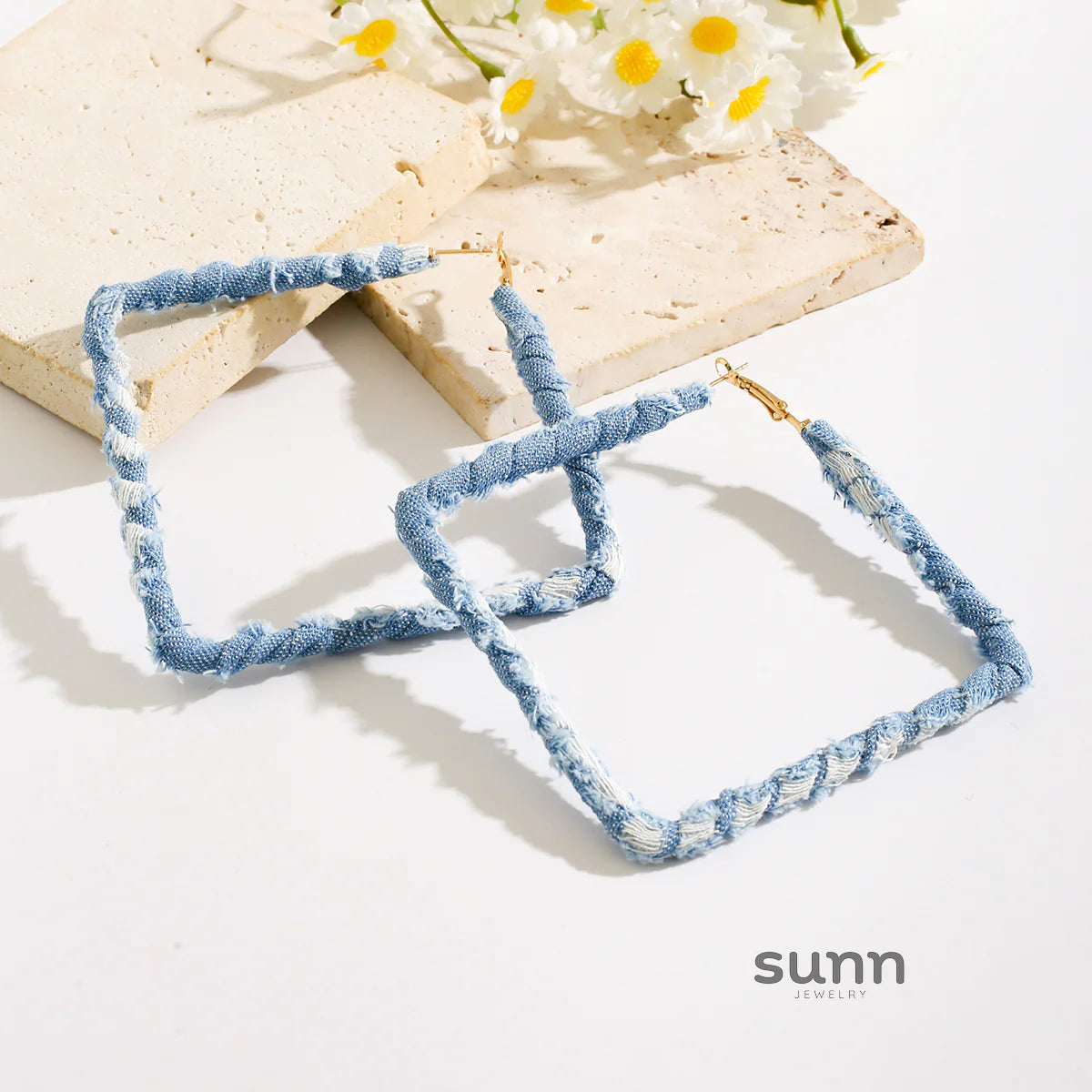 Johnnie Denim Geometric Earrings