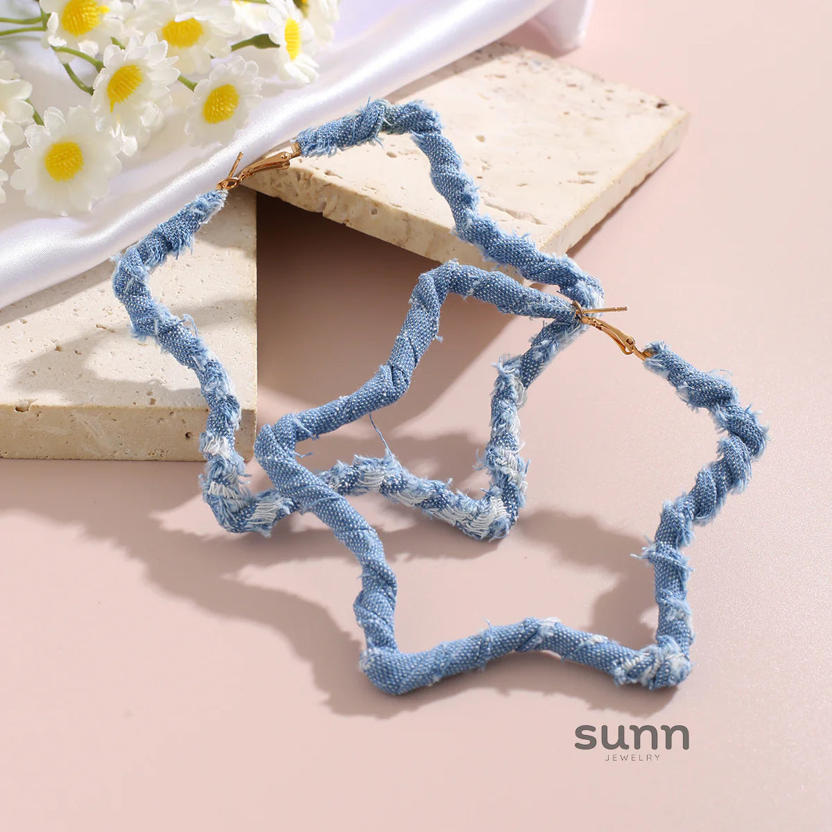 Johnnie Denim Geometric Earrings