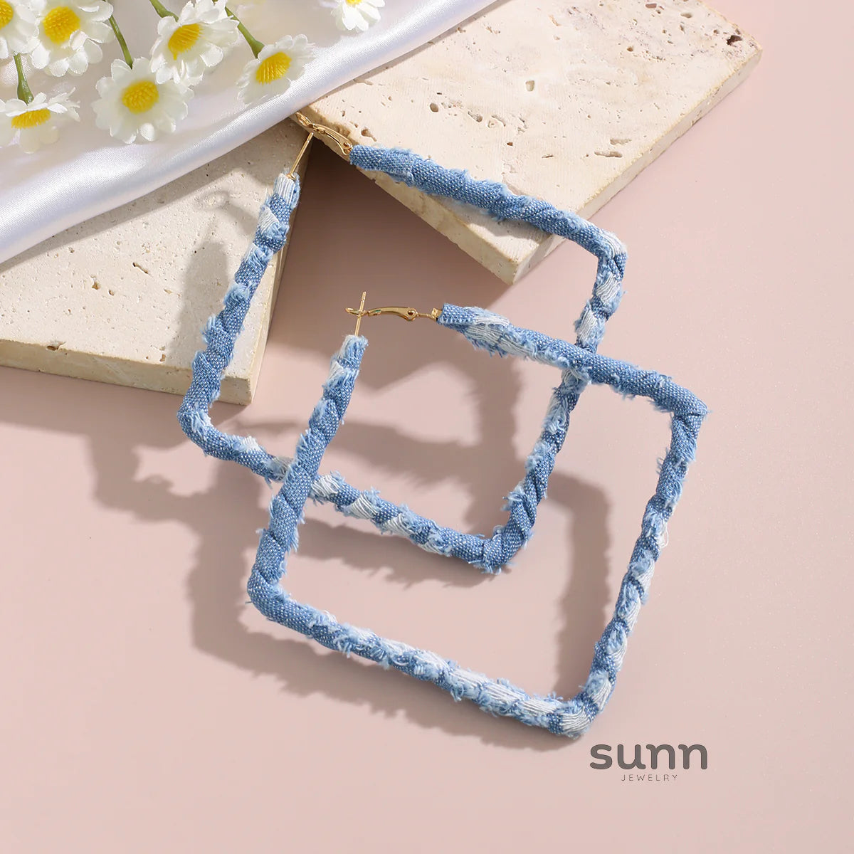 Johnnie Denim Geometric Earrings