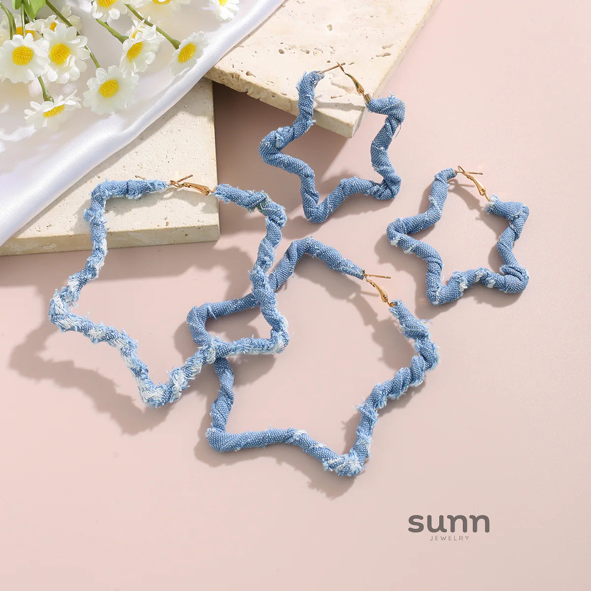 Johnnie Denim Geometric Earrings