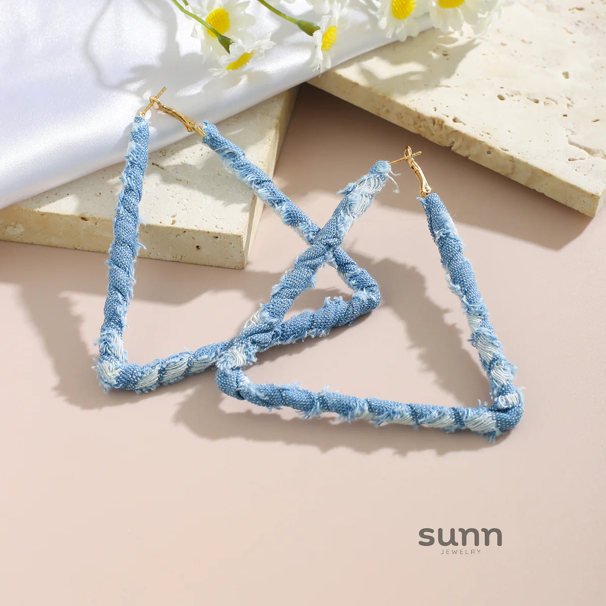 Johnnie Denim Geometric Earrings