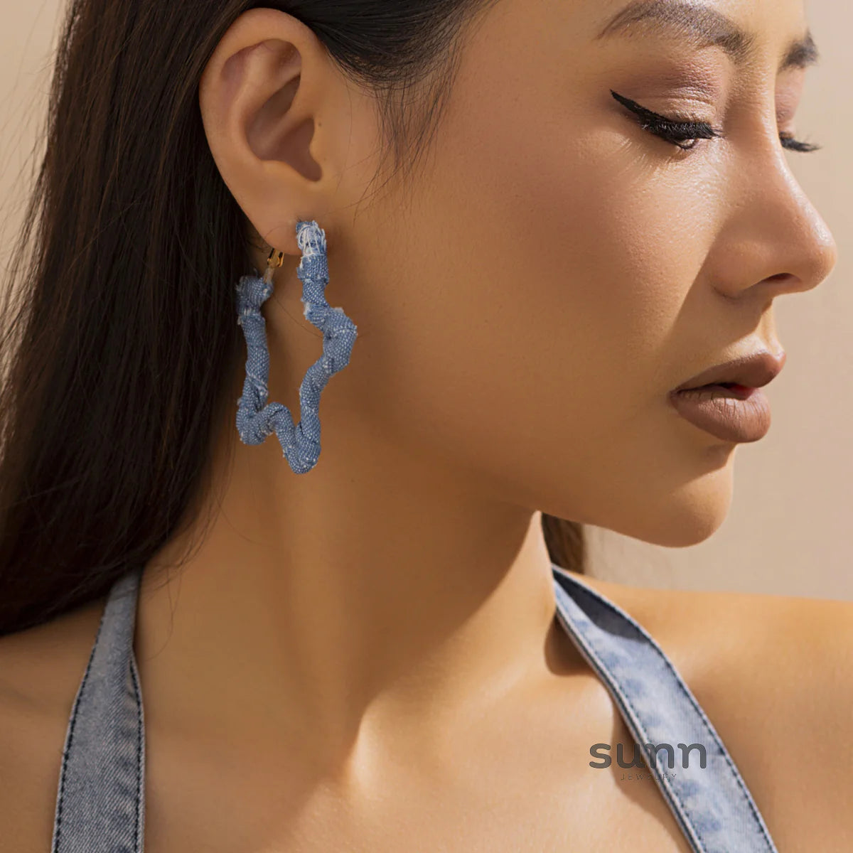 Johnnie Denim Geometric Earrings