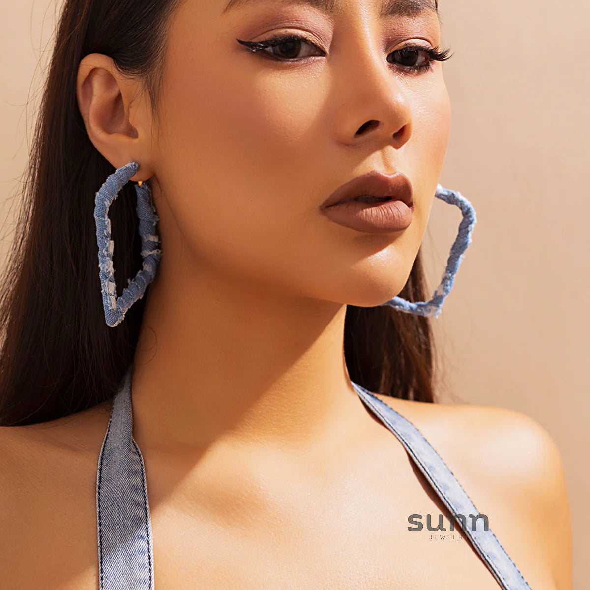 Johnnie Denim Geometric Earrings