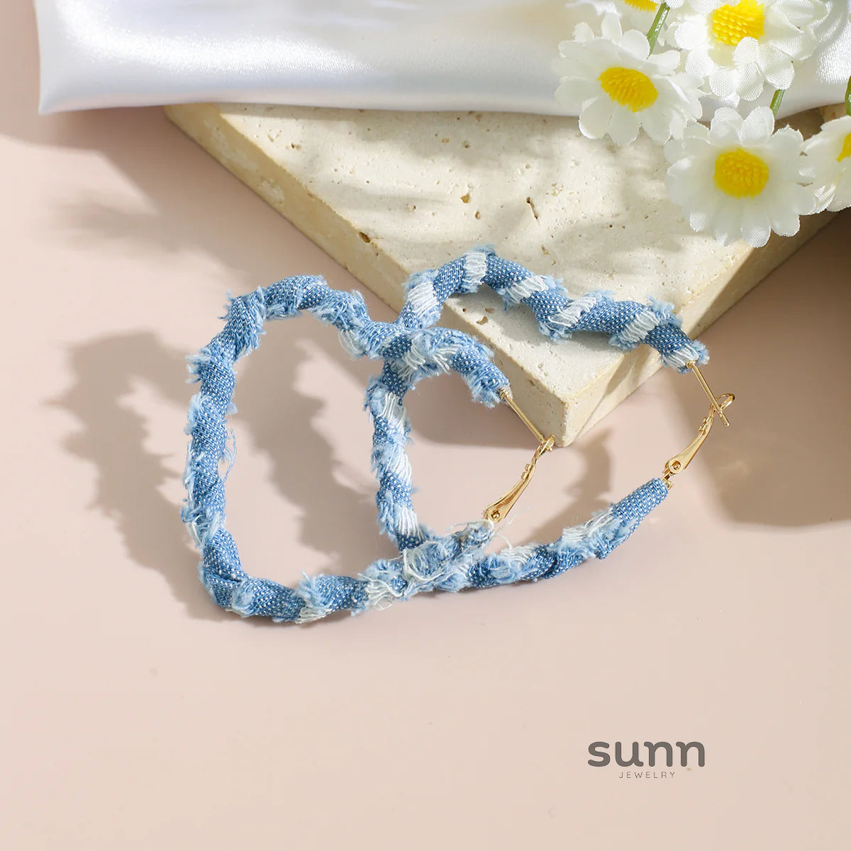 Johnnie Denim Geometric Earrings