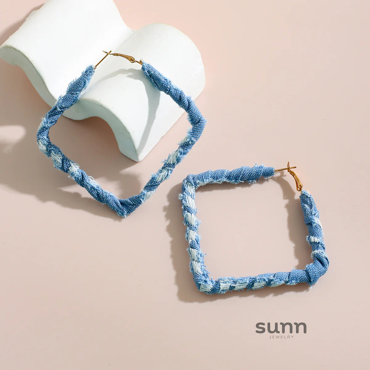 Johnnie Denim Geometric Earrings