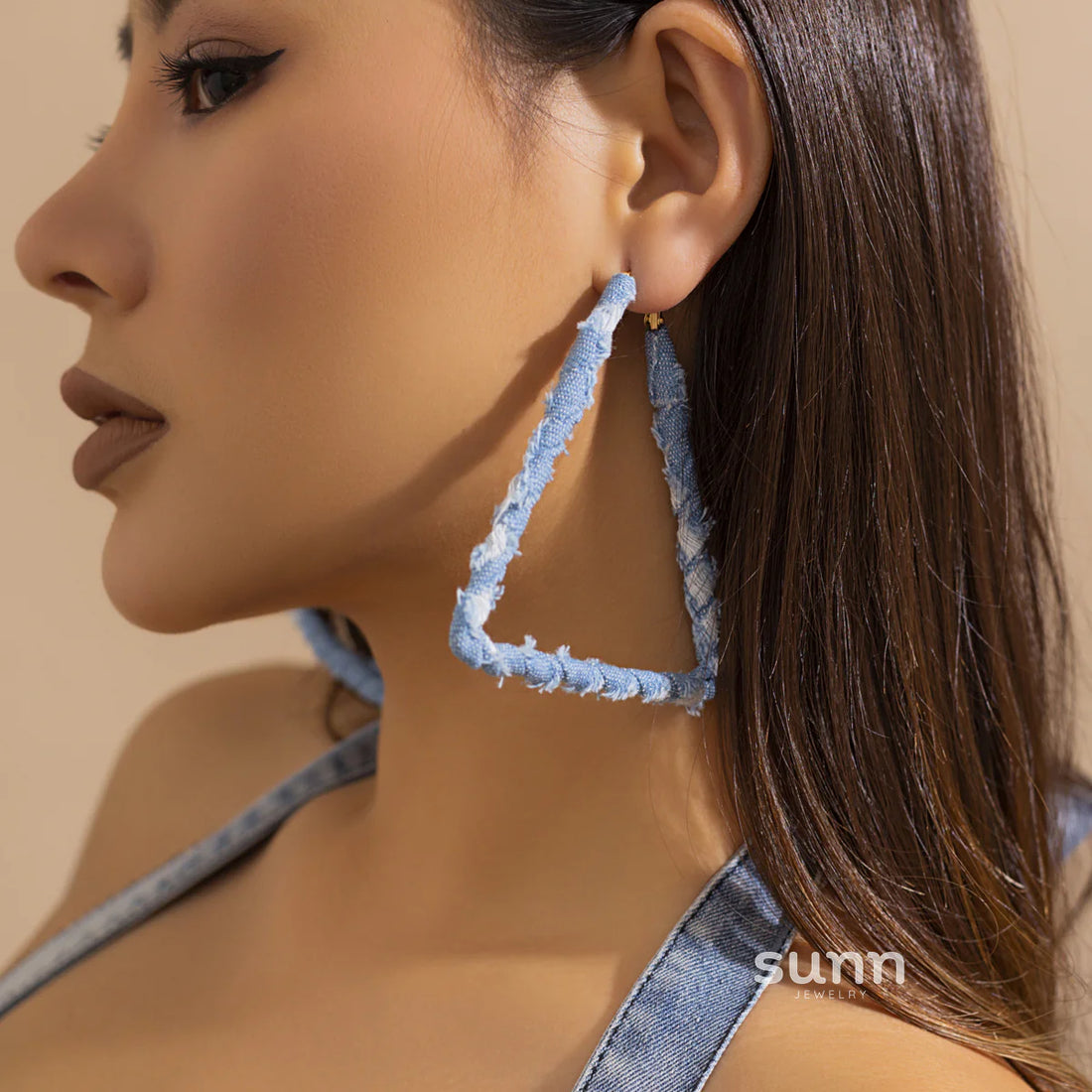 Johnnie Denim Geometric Earrings