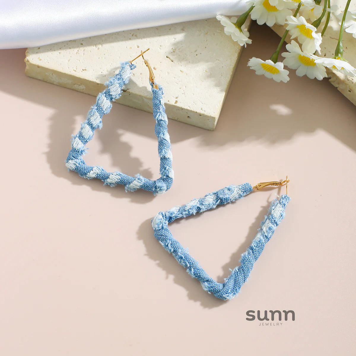 Johnnie Denim Geometric Earrings