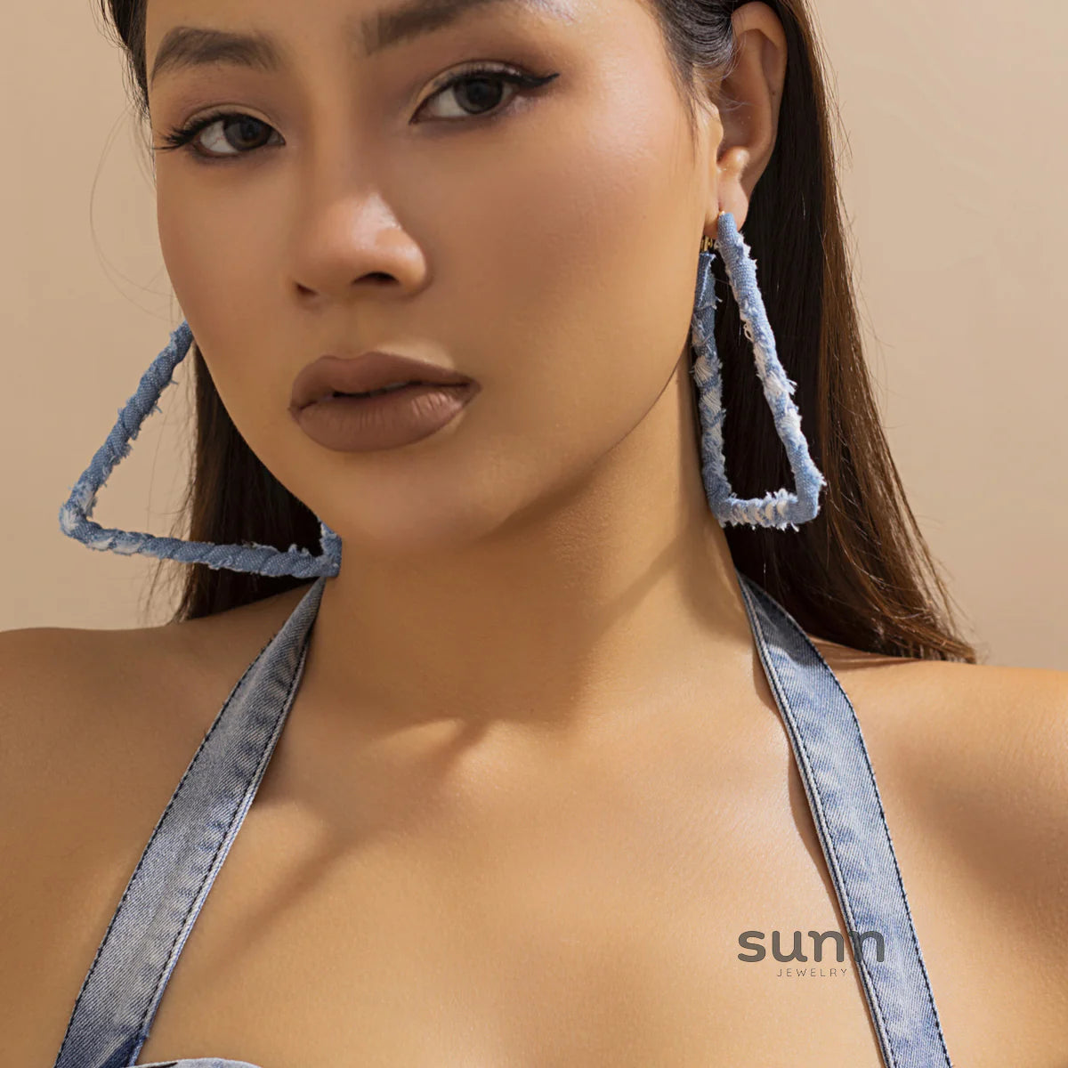 Johnnie Denim Geometric Earrings
