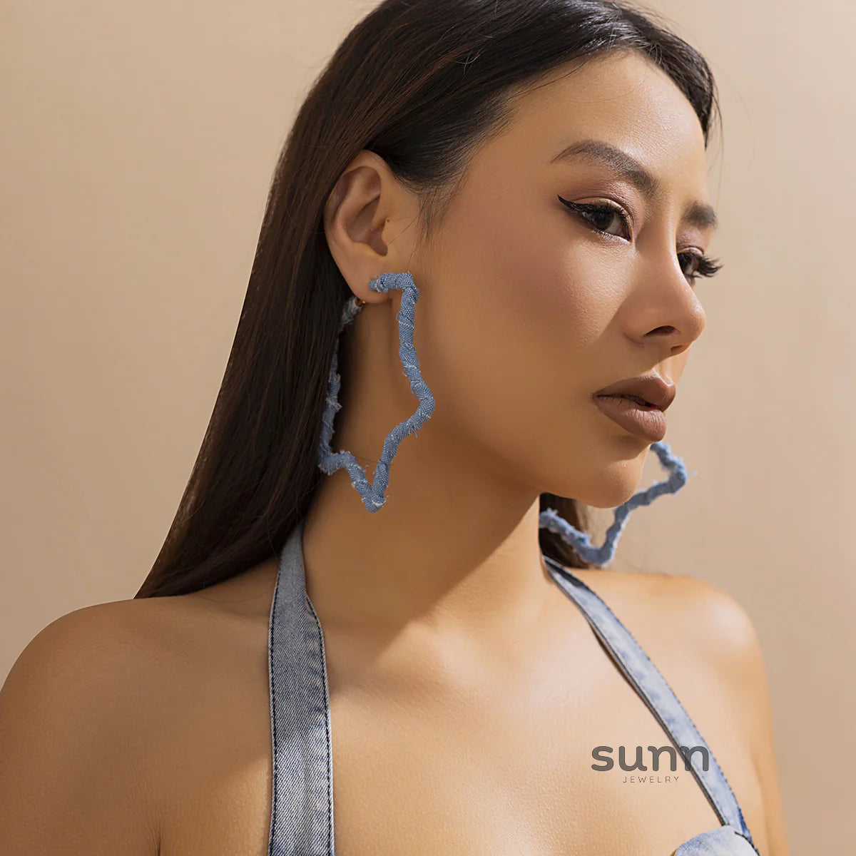 Johnnie Denim Geometric Earrings