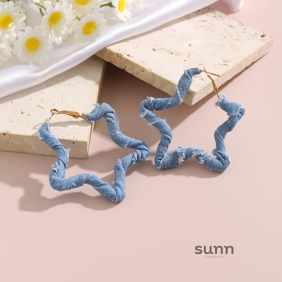 Johnnie Denim Geometric Earrings