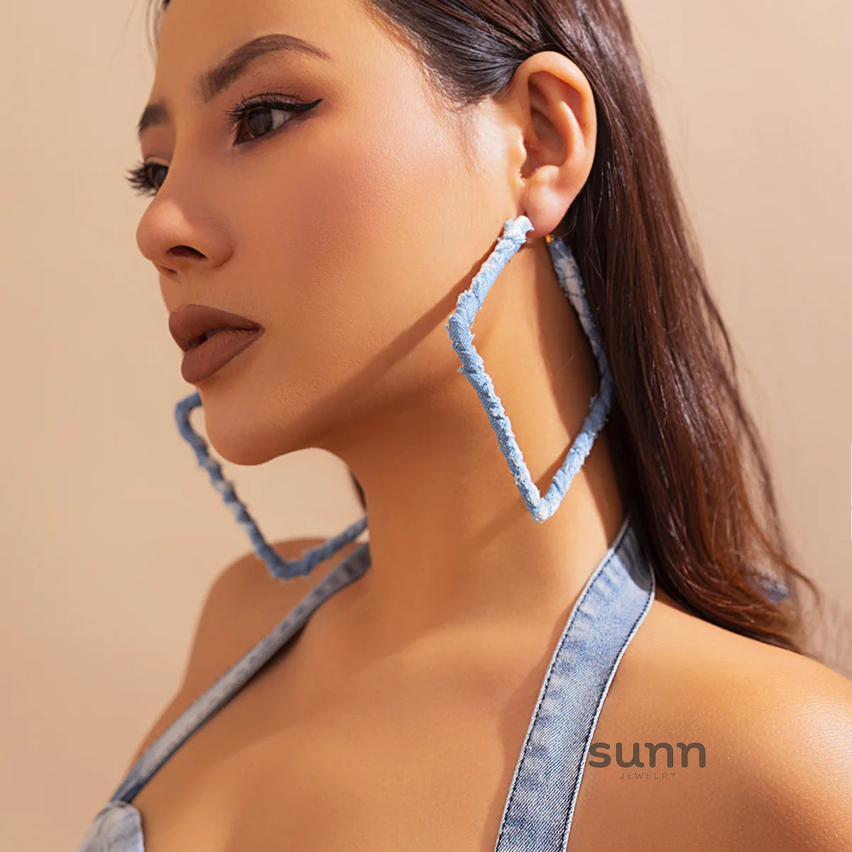 Johnnie Denim Geometric Earrings