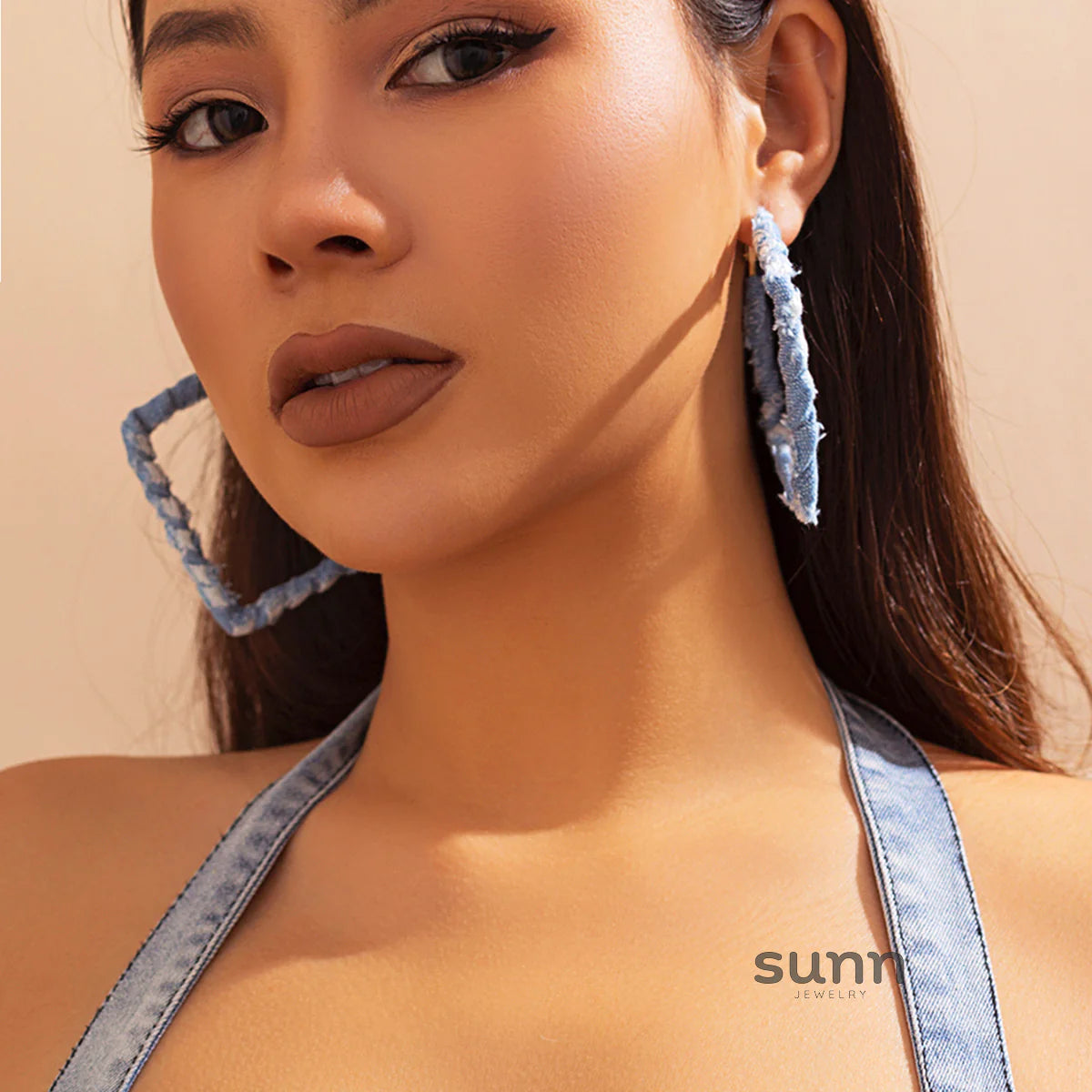 Johnnie Denim Geometric Earrings