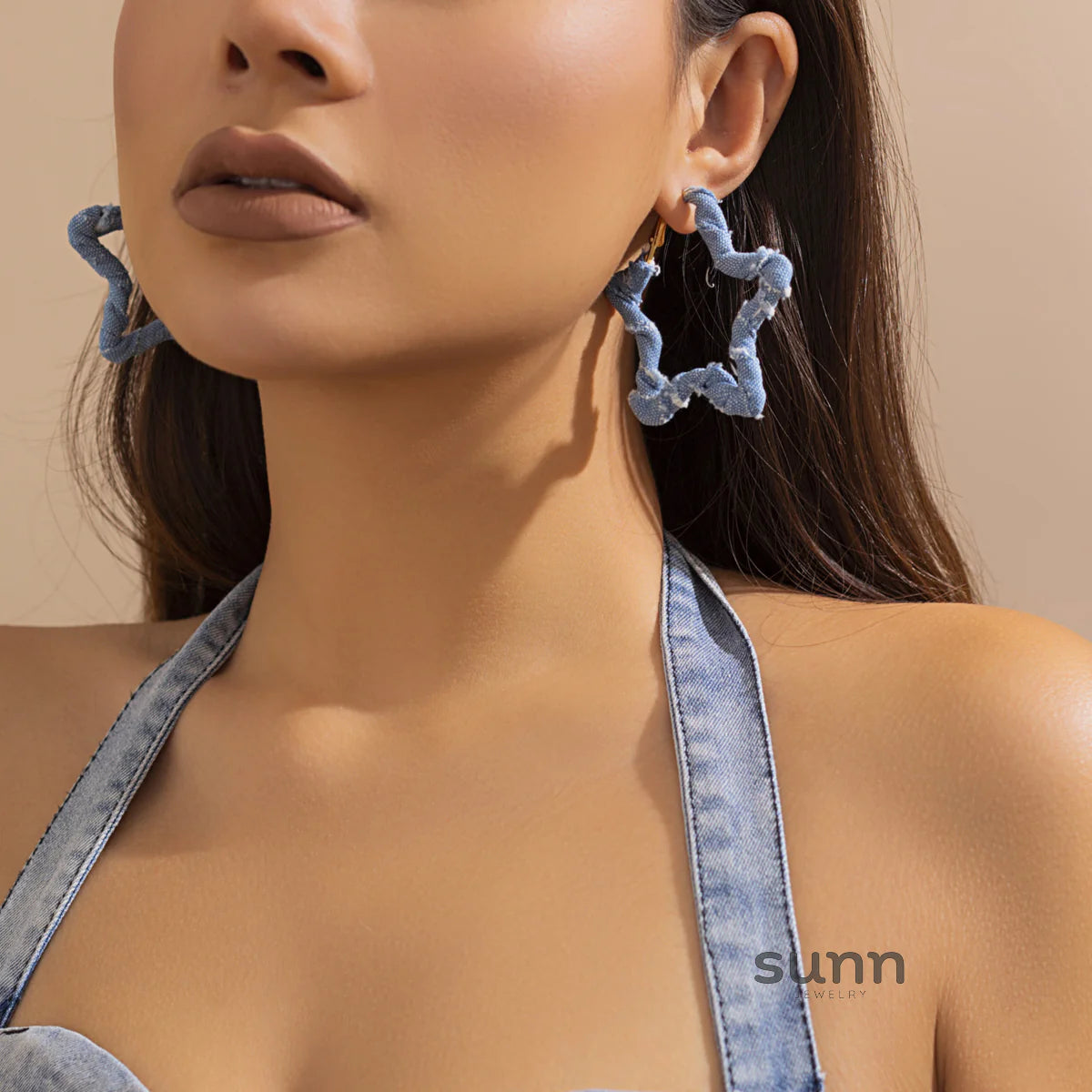 Johnnie Denim Geometric Earrings