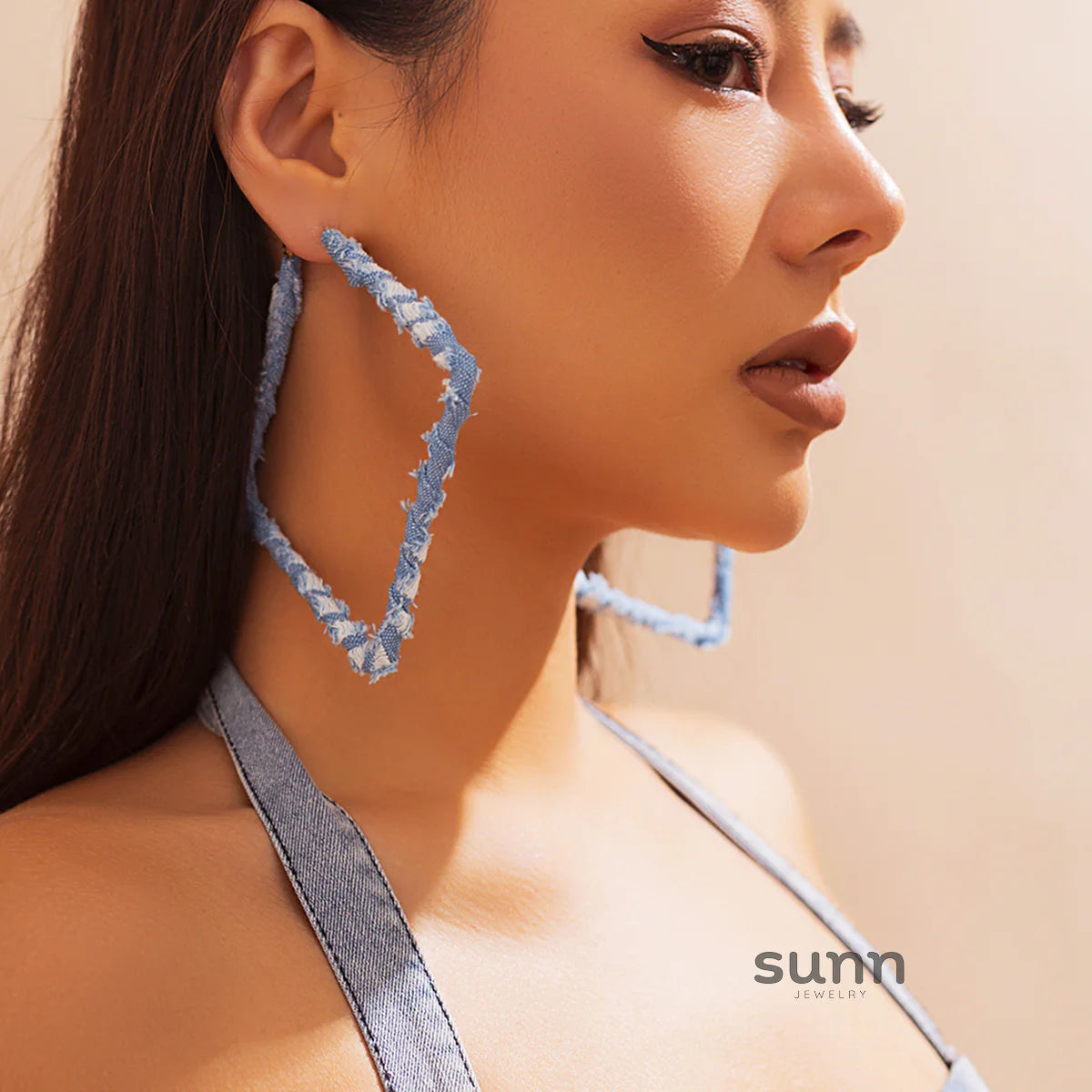 Johnnie Denim Geometric Earrings
