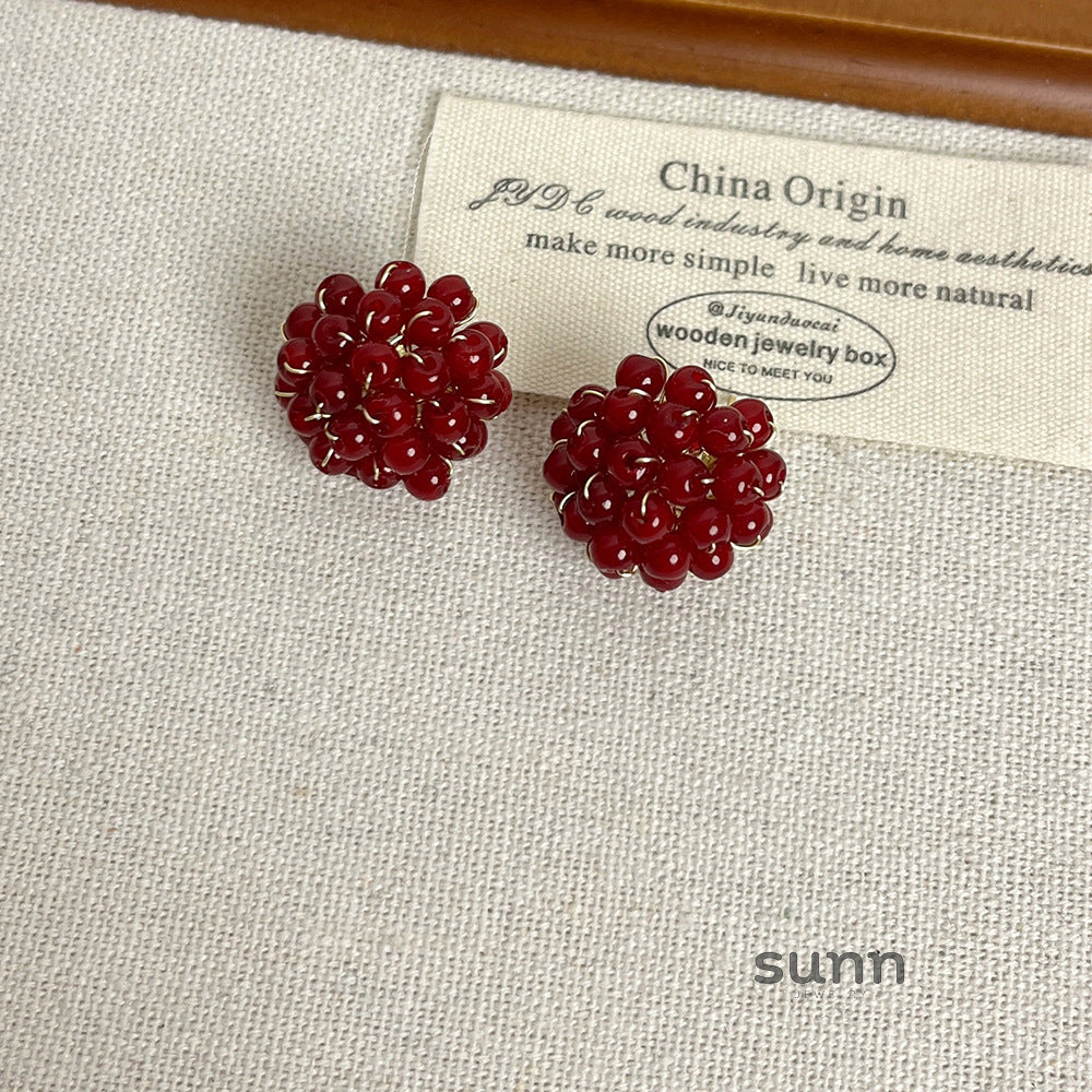 Joi Raspberry Beaded Earrings [1KWQTPDL]