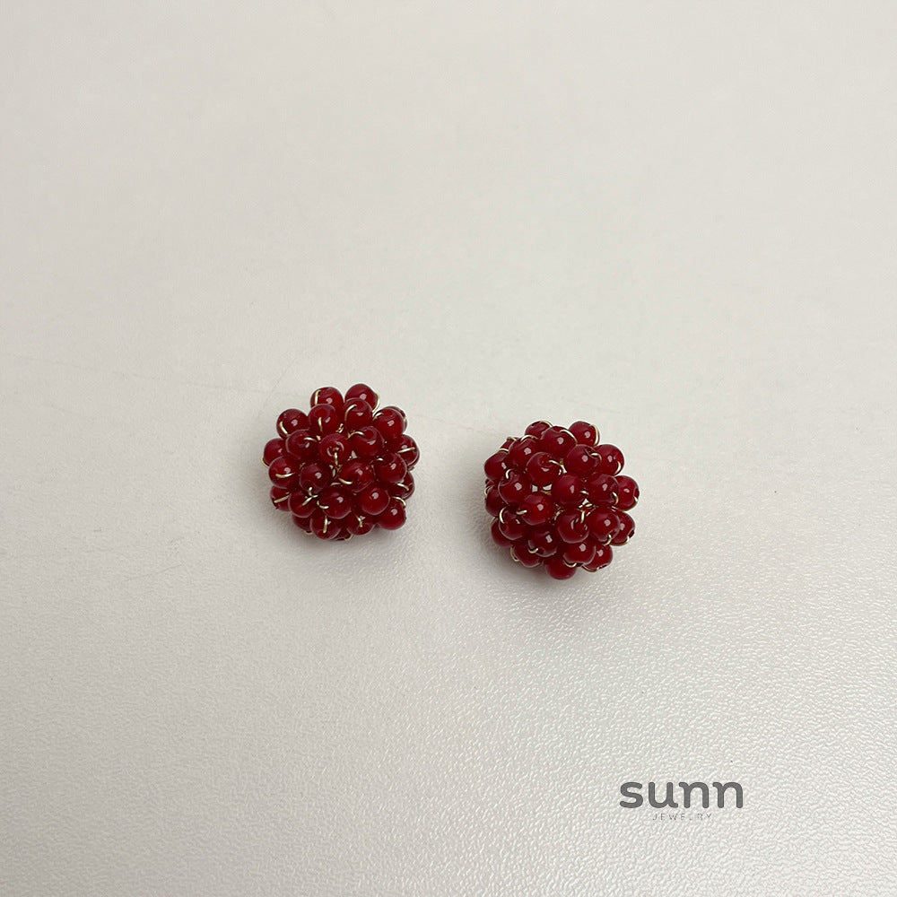 Joi Raspberry Beaded Earrings [XDH1NE3B]