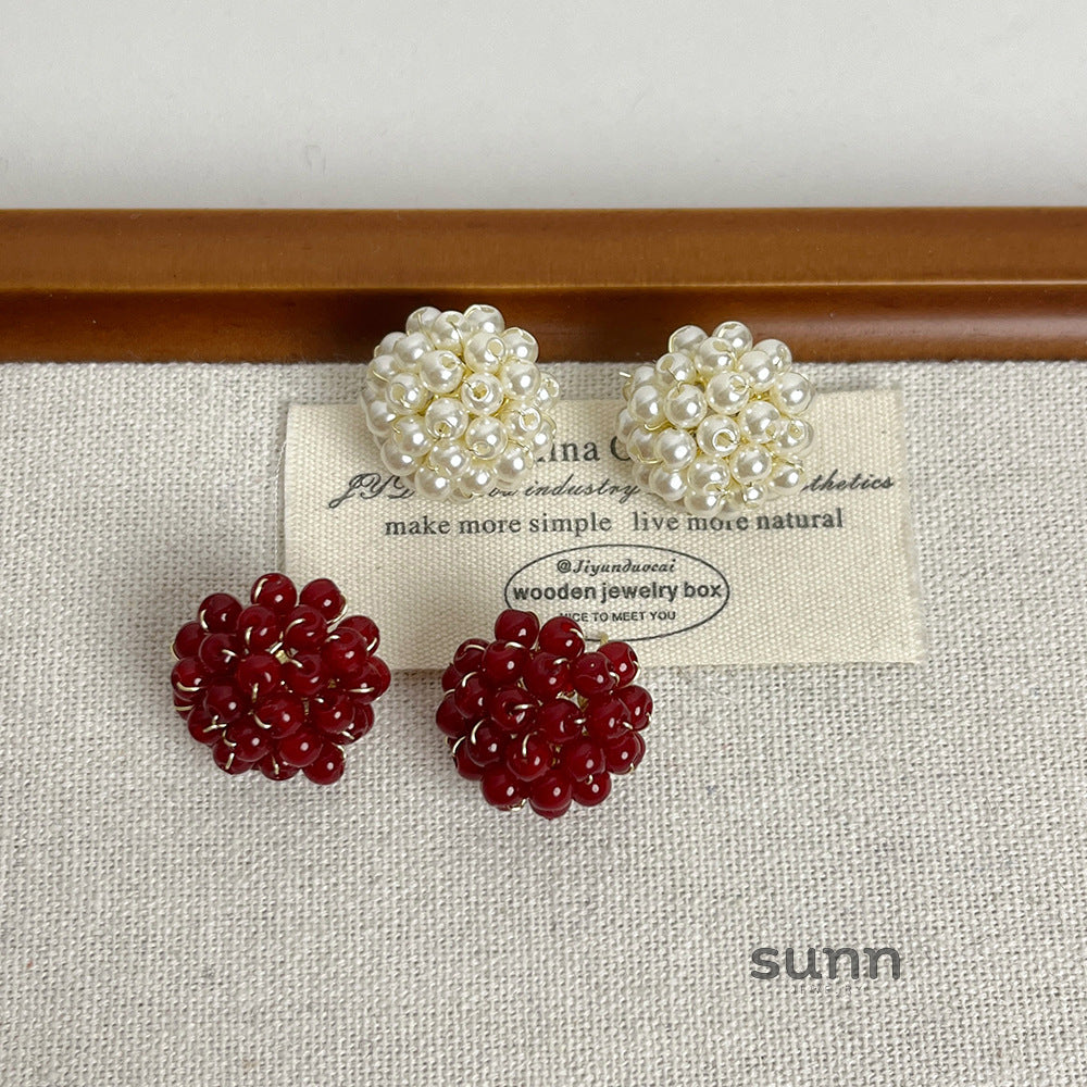 Joi Raspberry Beaded Earrings [8BMT4B47]