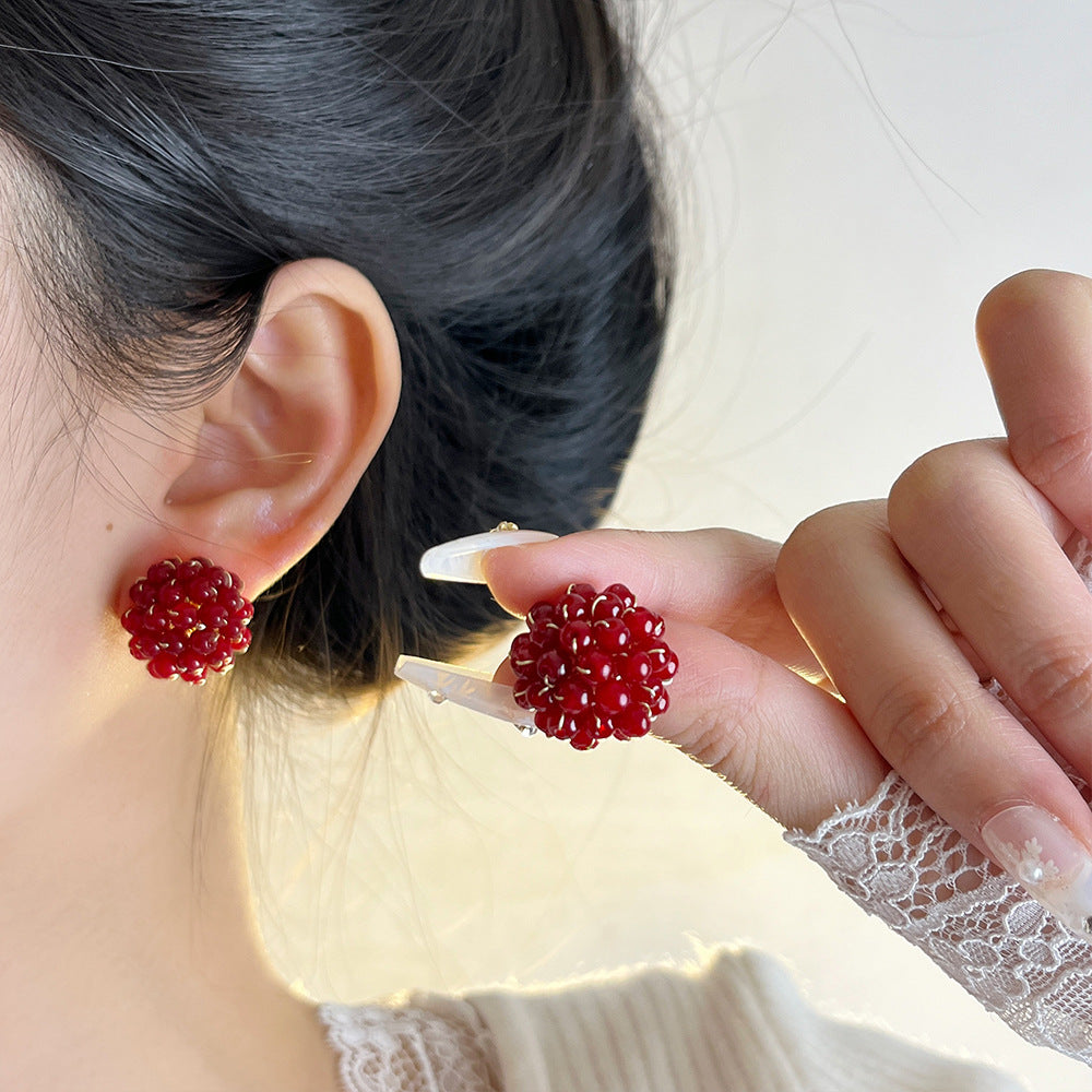 Joi Raspberry Beaded Earrings [BD7119RZ]