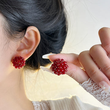 Joi Raspberry Beaded Earrings [BD7119RZ]