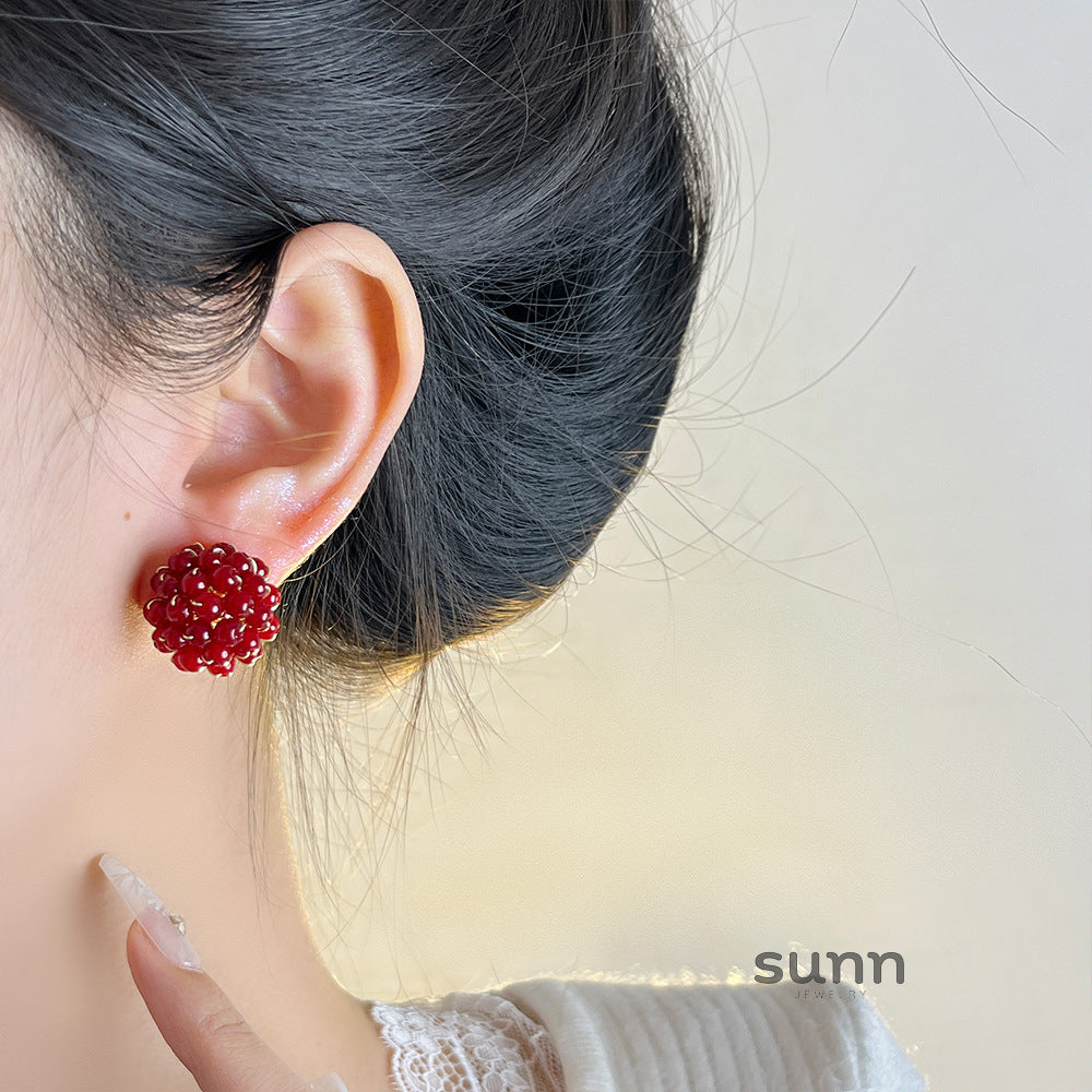 Joi Raspberry Beaded Earrings [BD7119RZ]