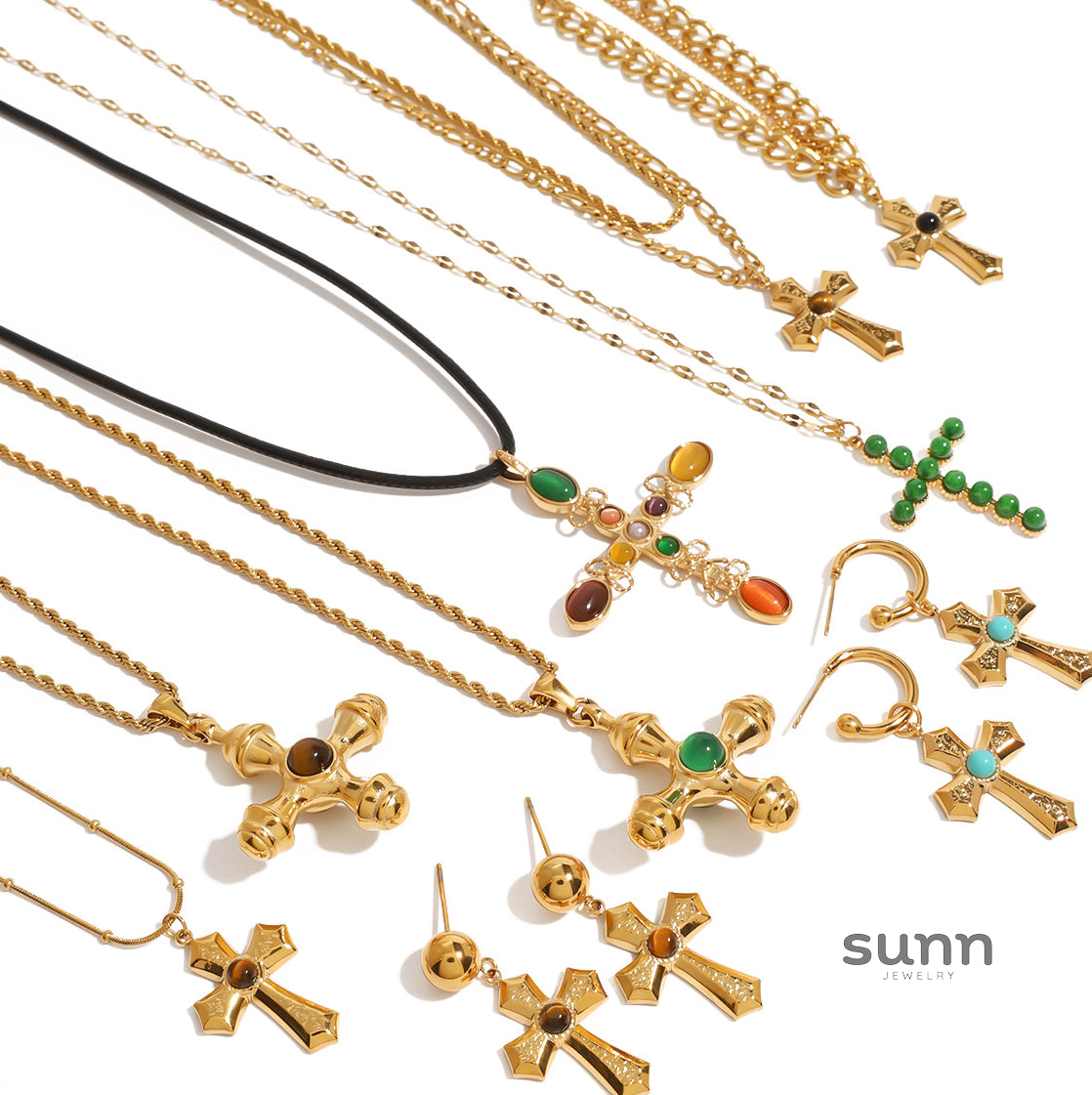 Jordana Cross Stone Jewelry [V9CLBK31]