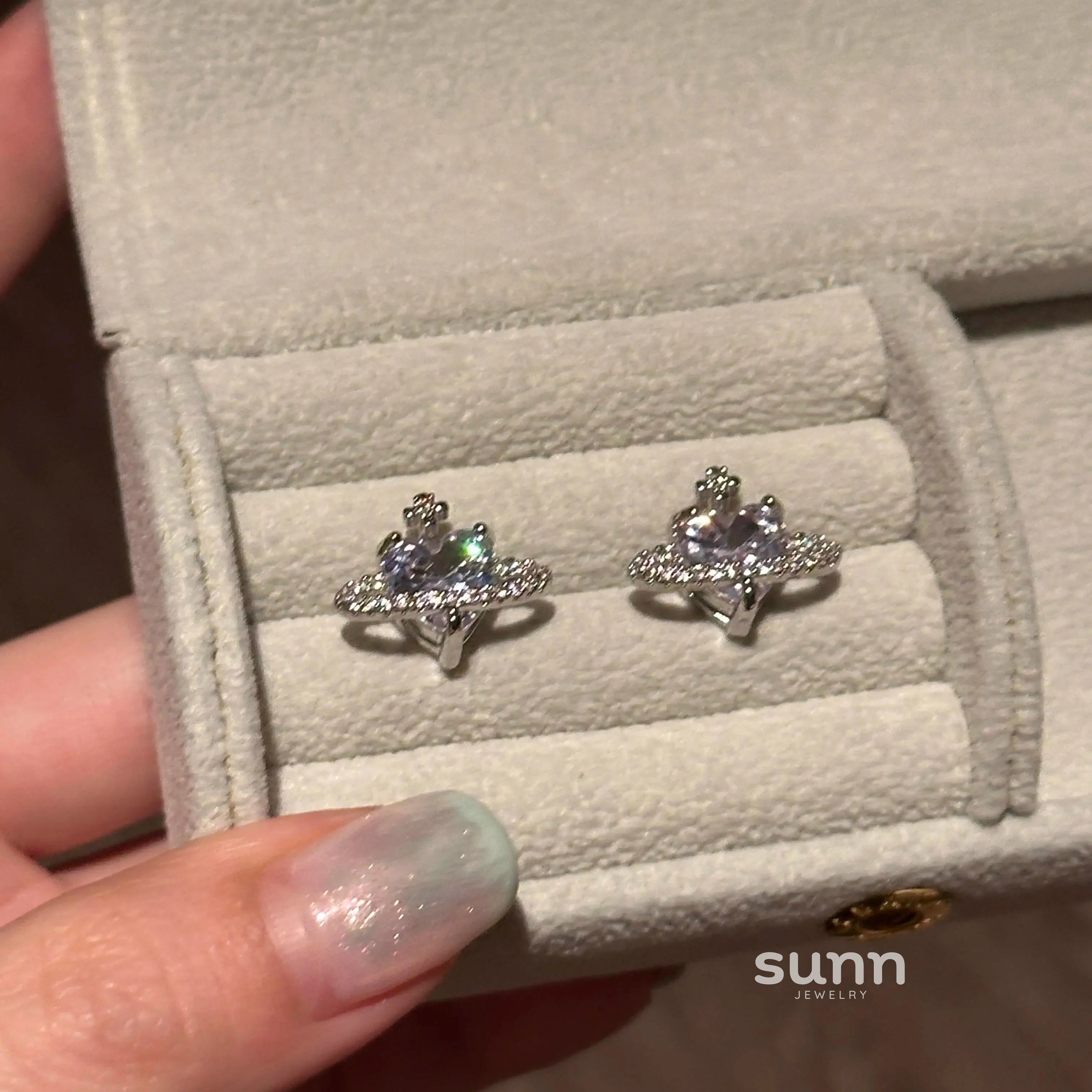 Jordyn Sparkling Heart Planet Studs