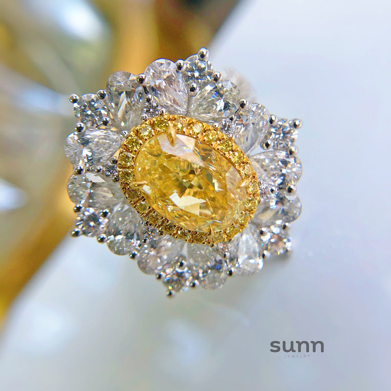 Joslynn Yellow Diamond Floral Ring [0FQ8ELAX]