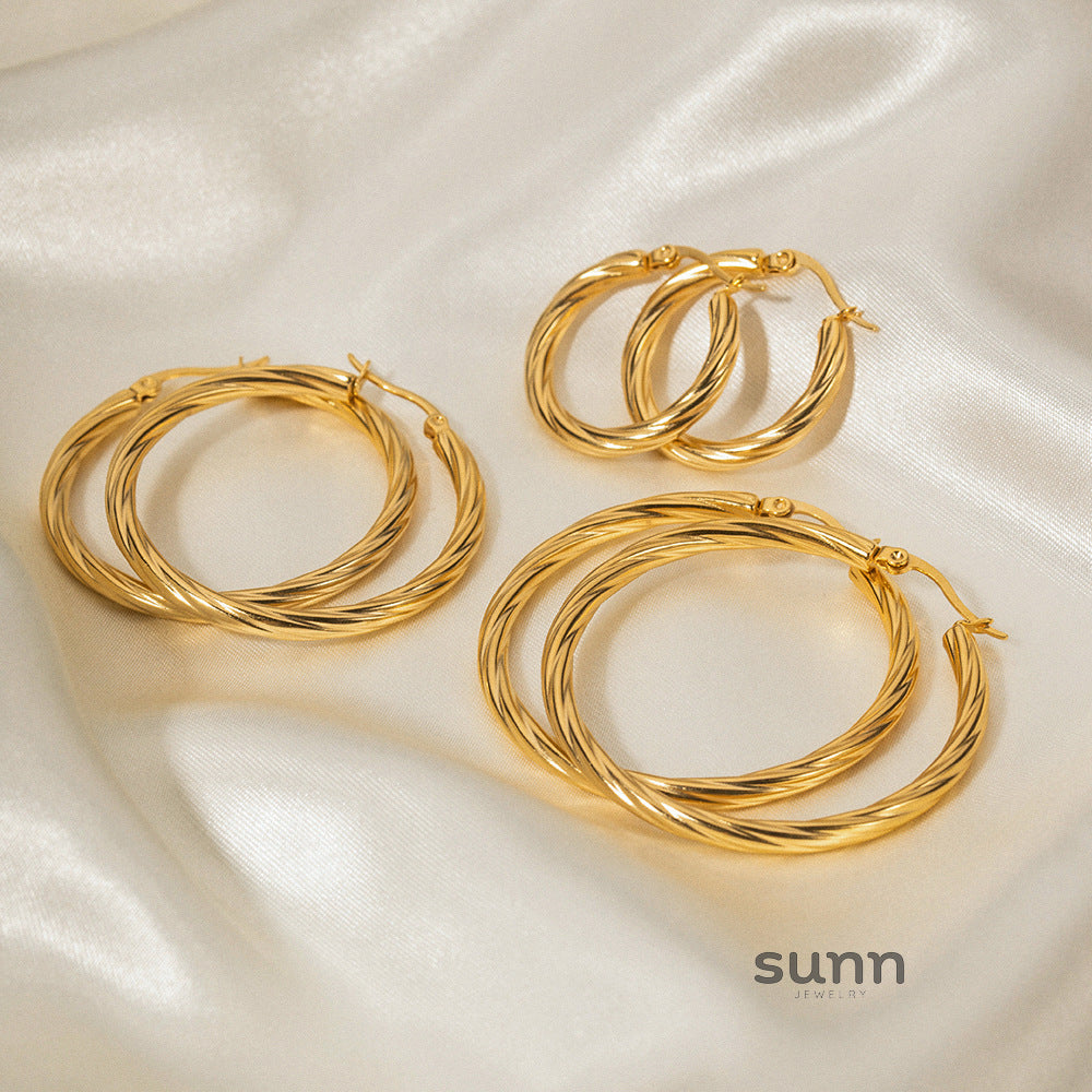 Josselin Cable Hoop Earrings [M511T3SS]