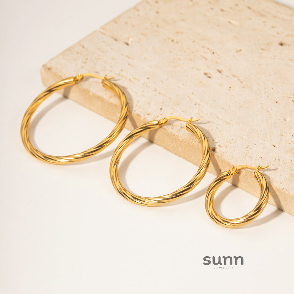 Josselin Cable Hoop Earrings [CXL1B6IA]