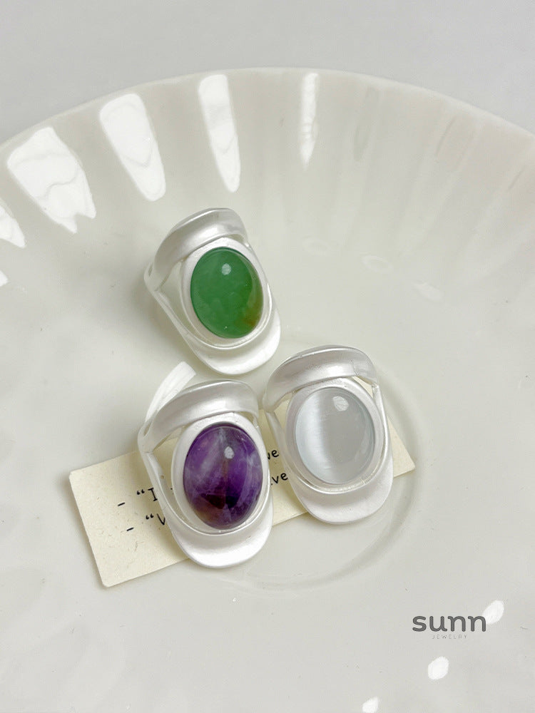 Jovi Frosted Cat's Eye Ring [B82KI2B4]