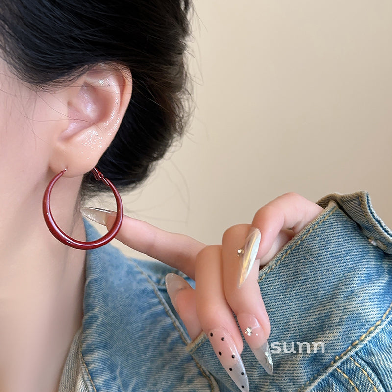 Judah Large Wine Hoop Earrings [PI10YHJF]