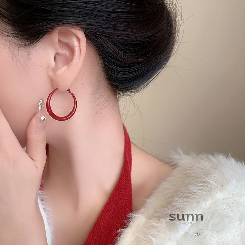 Judah Large Wine Hoop Earrings [K9N3XB66]