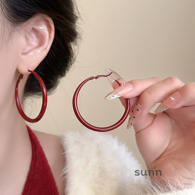 Judah Large Wine Hoop Earrings [EL9SQLN8]