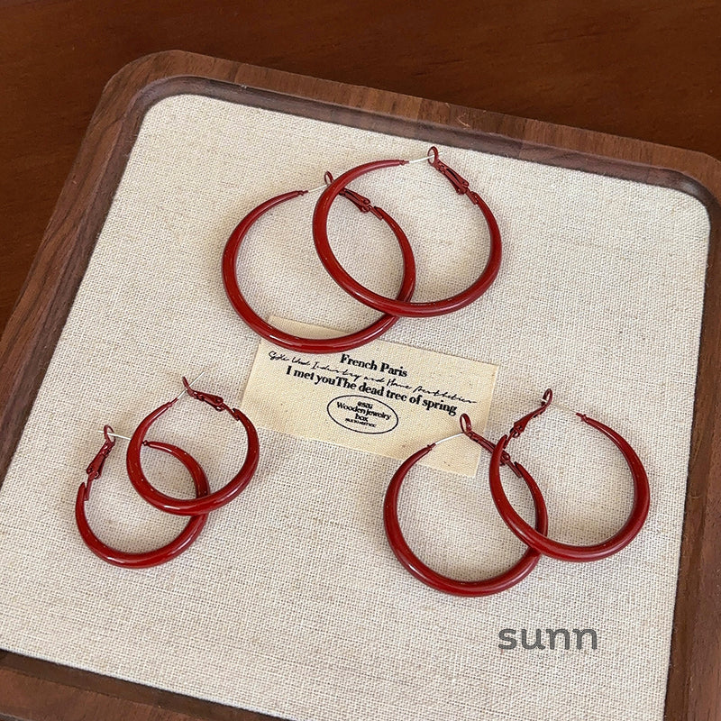 Judah Large Wine Hoop Earrings [B17QTJJO]