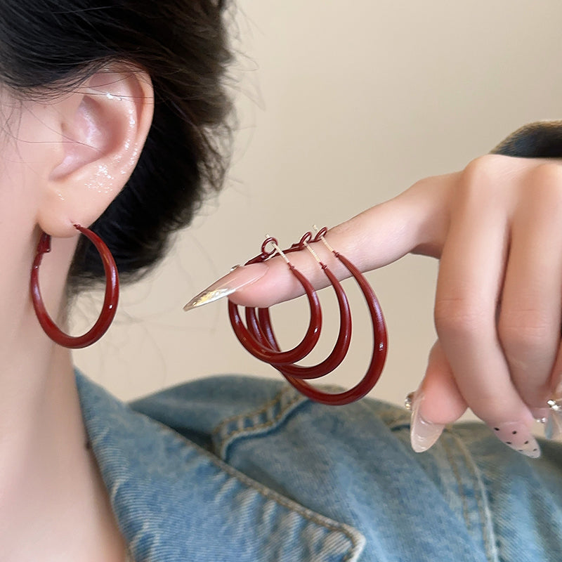 Judah Large Wine Hoop Earrings [B17QTJJO]