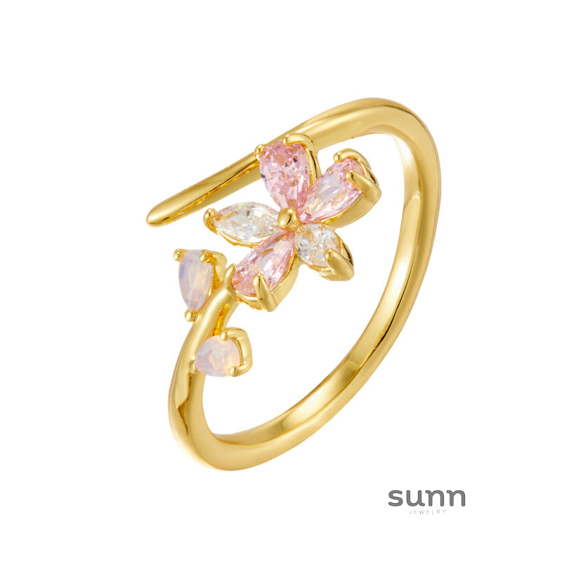 Julian Pink Zircon Floral Ring [5RJVY3O7]