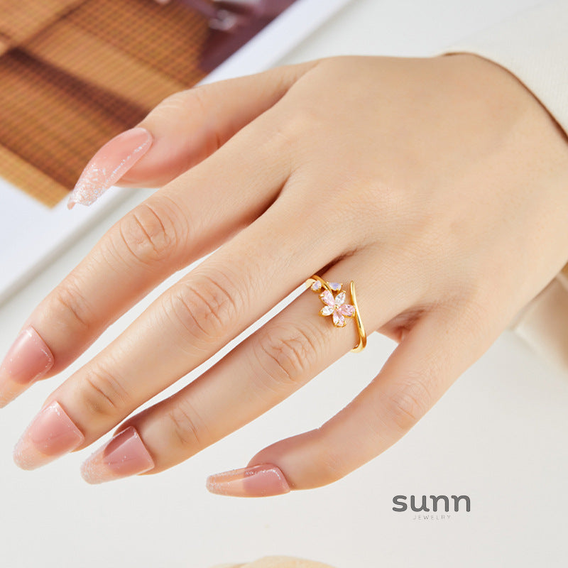 Julian Pink Zircon Floral Ring [7OZ8EJGG]