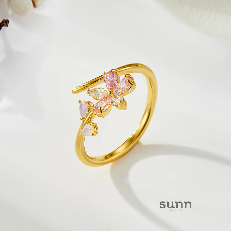 Julian Pink Zircon Floral Ring [33FU1R1D]
