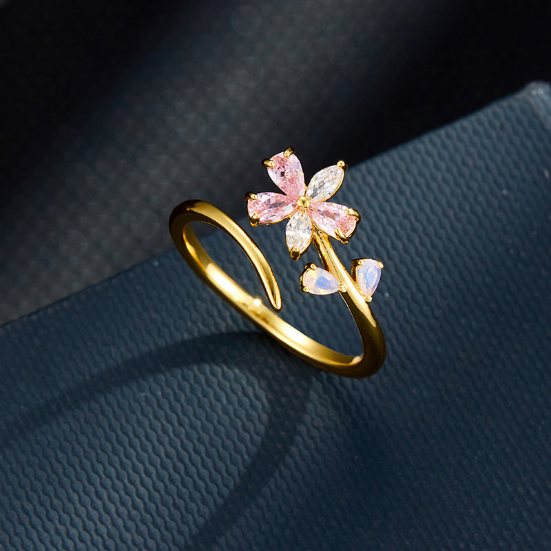 Julian Pink Zircon Floral Ring [FKMPG5QS]