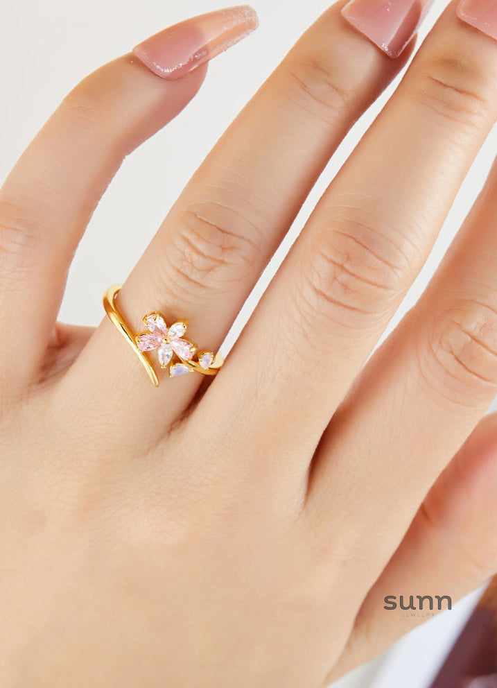 Julian Pink Zircon Floral Ring [YLU7WCKY]