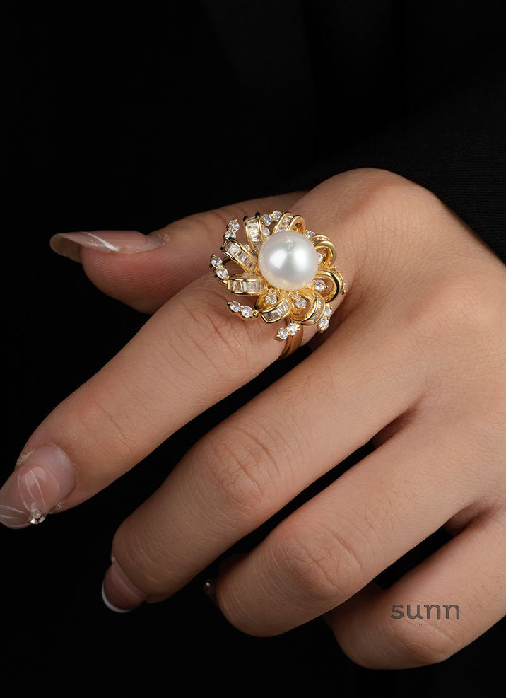 Julieann Baroque Pearl Zircon Ring [NWX4XNUD]